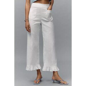 The Colette Magic Fabric Ruffle-Hem Crop Wide-Leg Trousers by Maeve 34